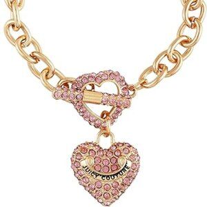 Juicy Couture Light Rose Heart Charm Toggle Bracelet